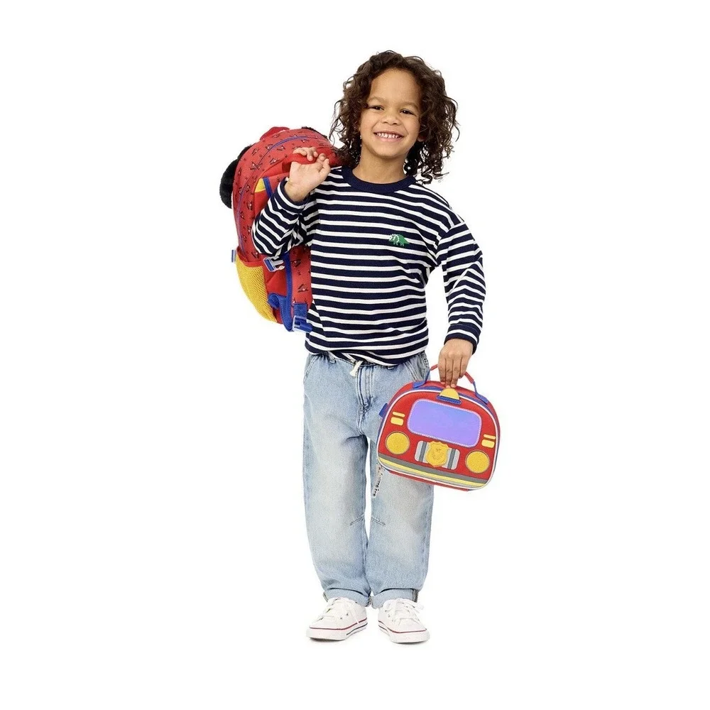 Biz & Bean Toddler Boys' Fireman Preschool Backpack and Lunch Bag, 2-Piece Set